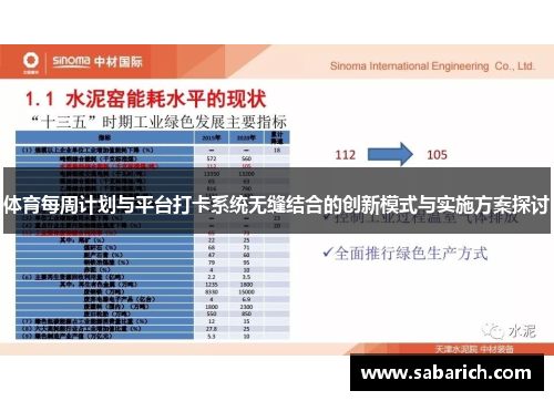 体育每周计划与平台打卡系统无缝结合的创新模式与实施方案探讨